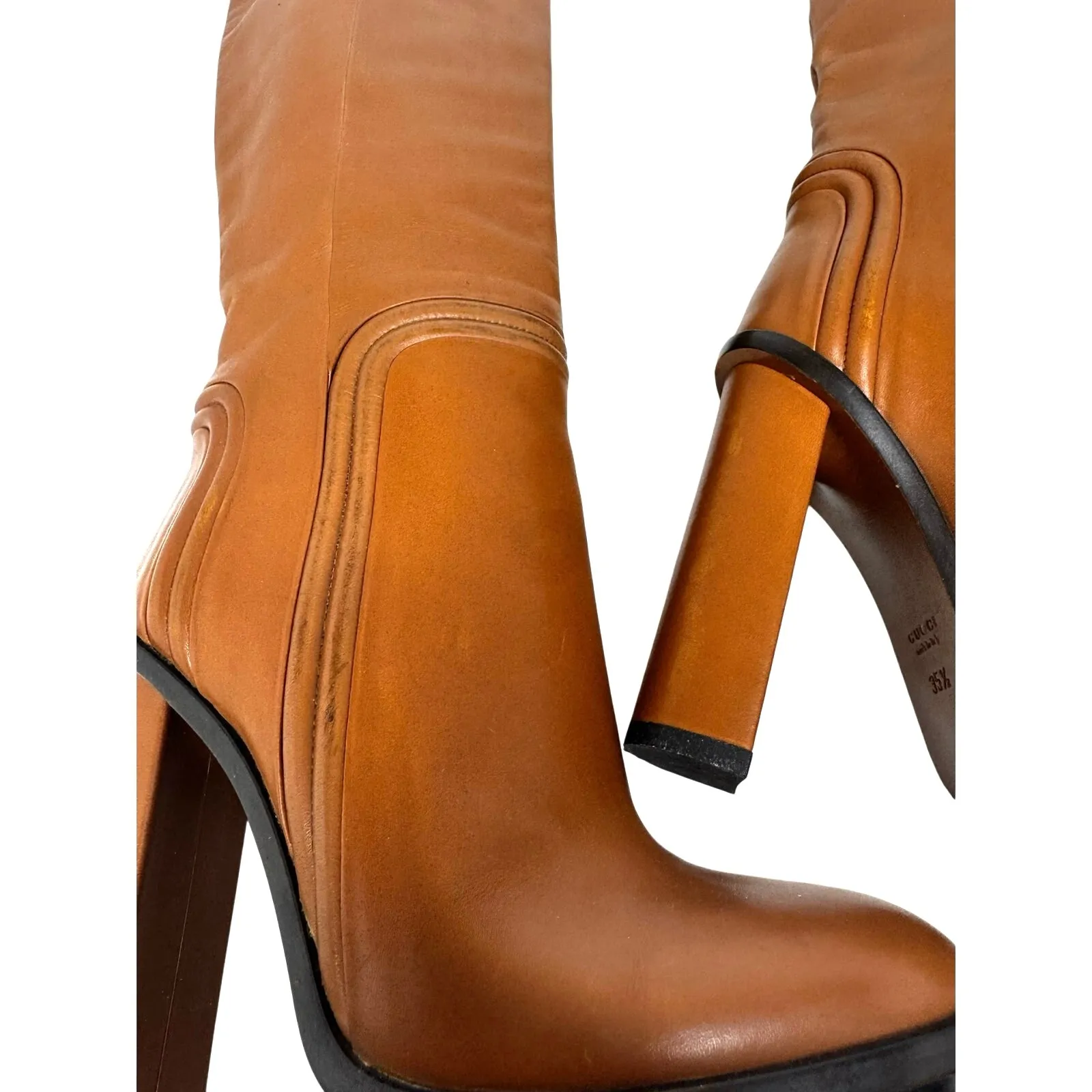 GUCCI  Brown Calfskin Lifford Over the Knee High Classic Boots in cocoa sz 35.5 - Image 8