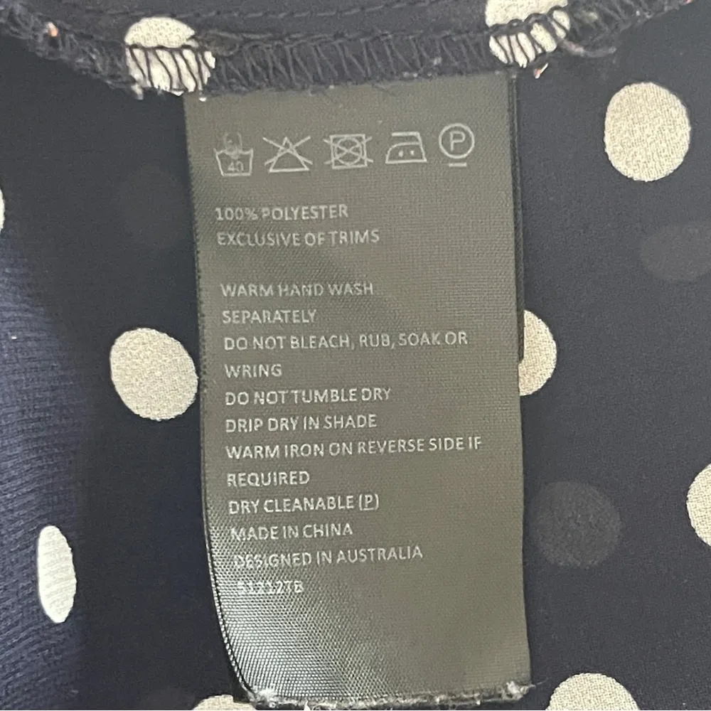 BARDOT | Navy Blue Polka Dot Open Back Sheer Button Down Blouse Sz 4 - Image 8