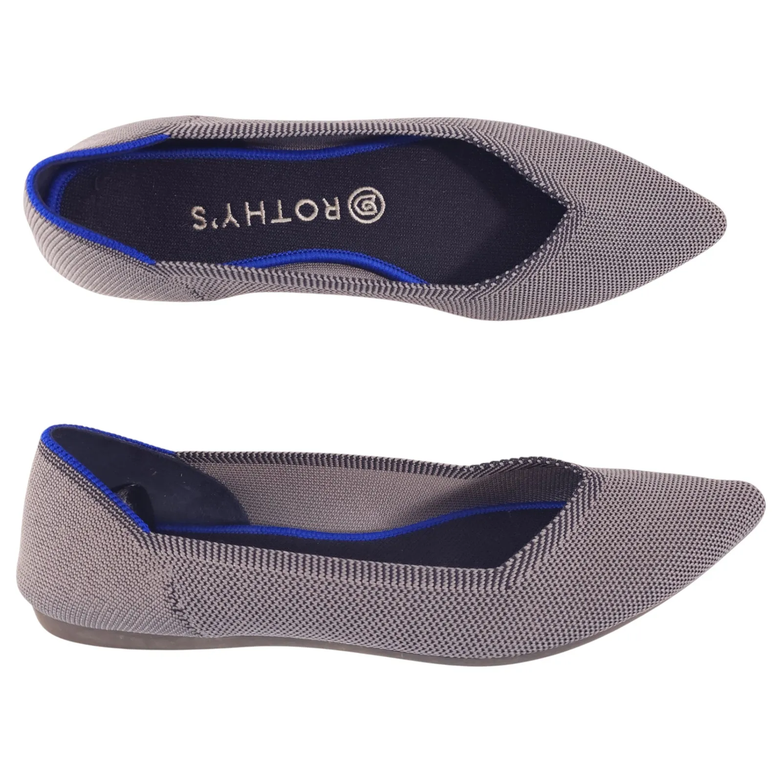 Rothy's The Point Pointed Toe Flats Cloud Grey Birdseye Sz 9.5 - Image 2