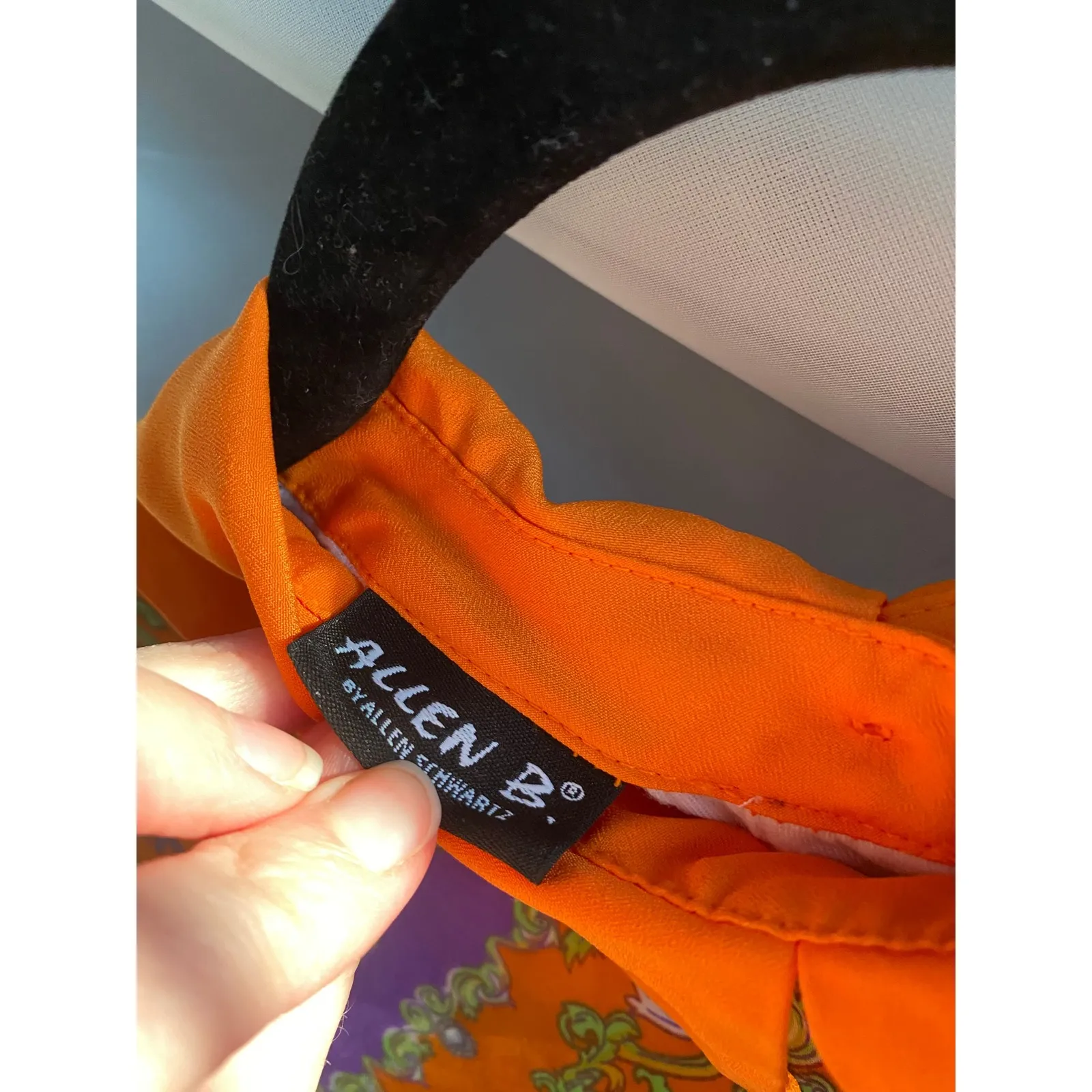 ALLEN SCHWARTZ Abstract Orange Collar Tank Top Medium Groovy Silky Boho Fest Y2K - Image 5