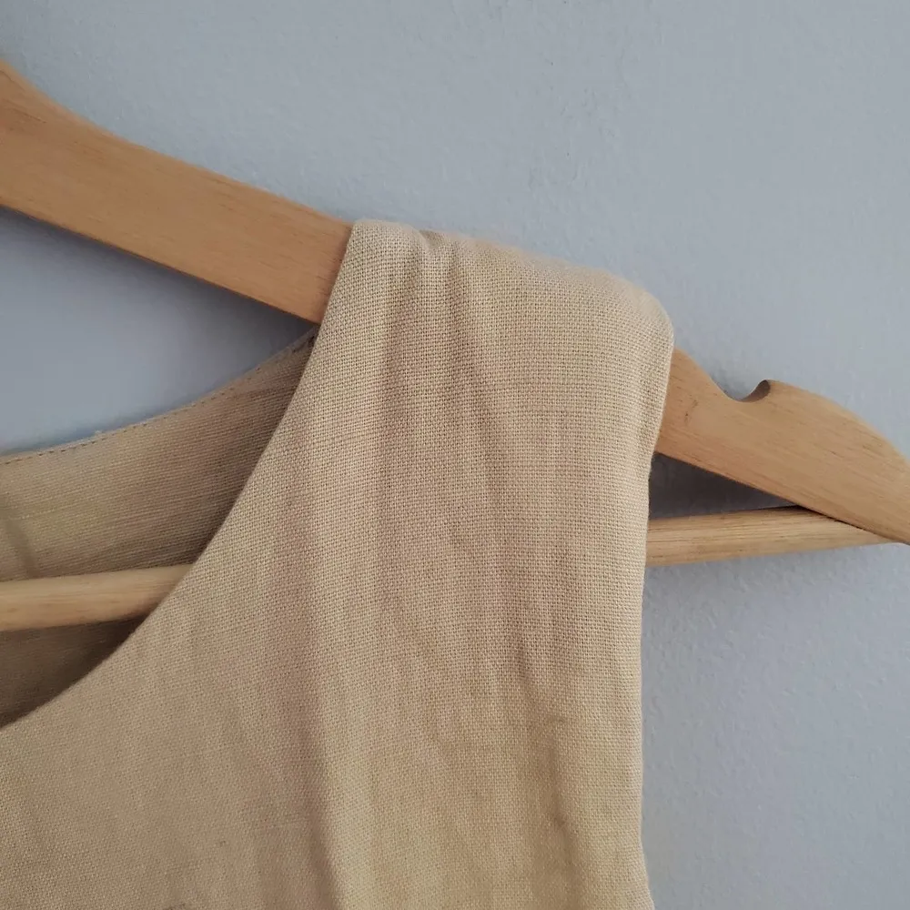 Splash Sleeveless Cotton Linen Blend Floral Embroidered Beige Sundress 10 - Image 5