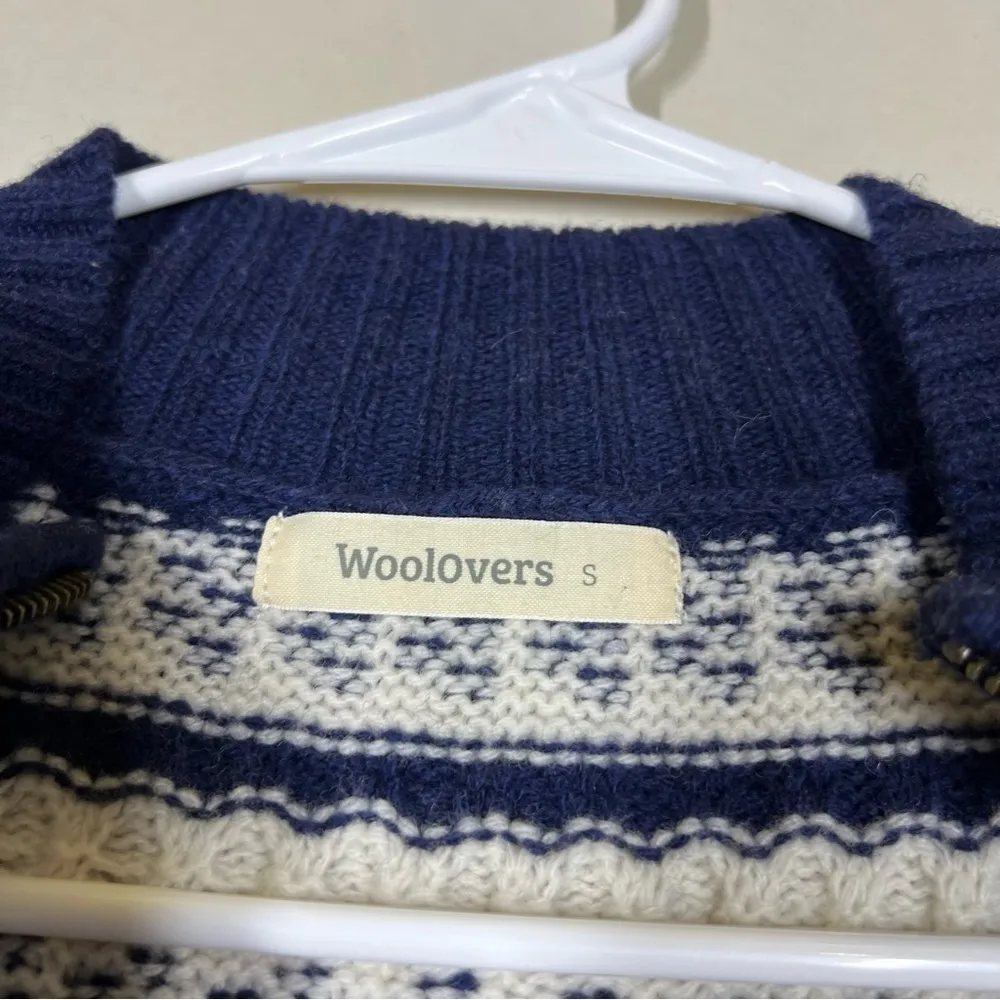 Woolovers Textured Stripe Zip Cardigan 100% Lambswool Size Small Blue - Image 10