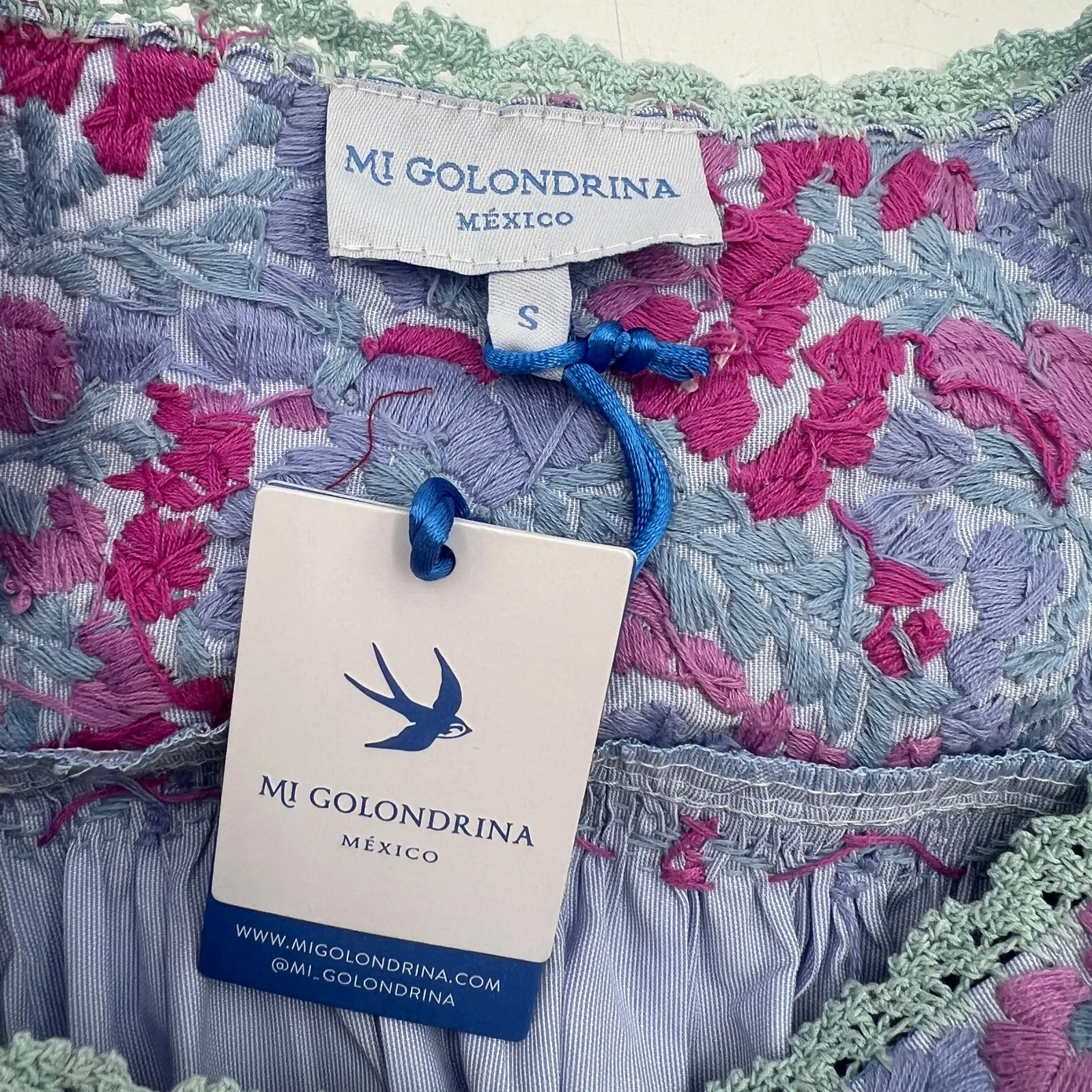 Mi Golondrina Soledad Blouse Blue - Image 3