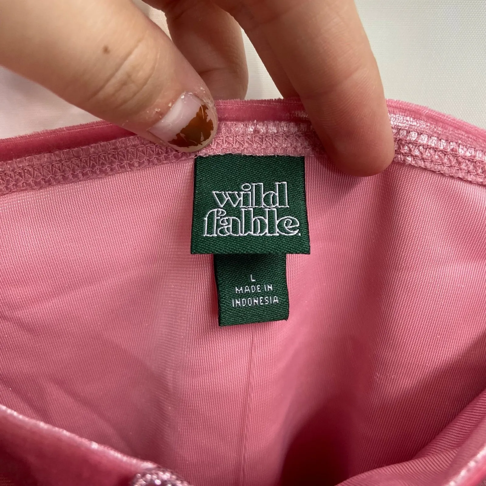 NEW Wild Fable women's pink velour bow trendy thick strap cropped tank top large - Image 4