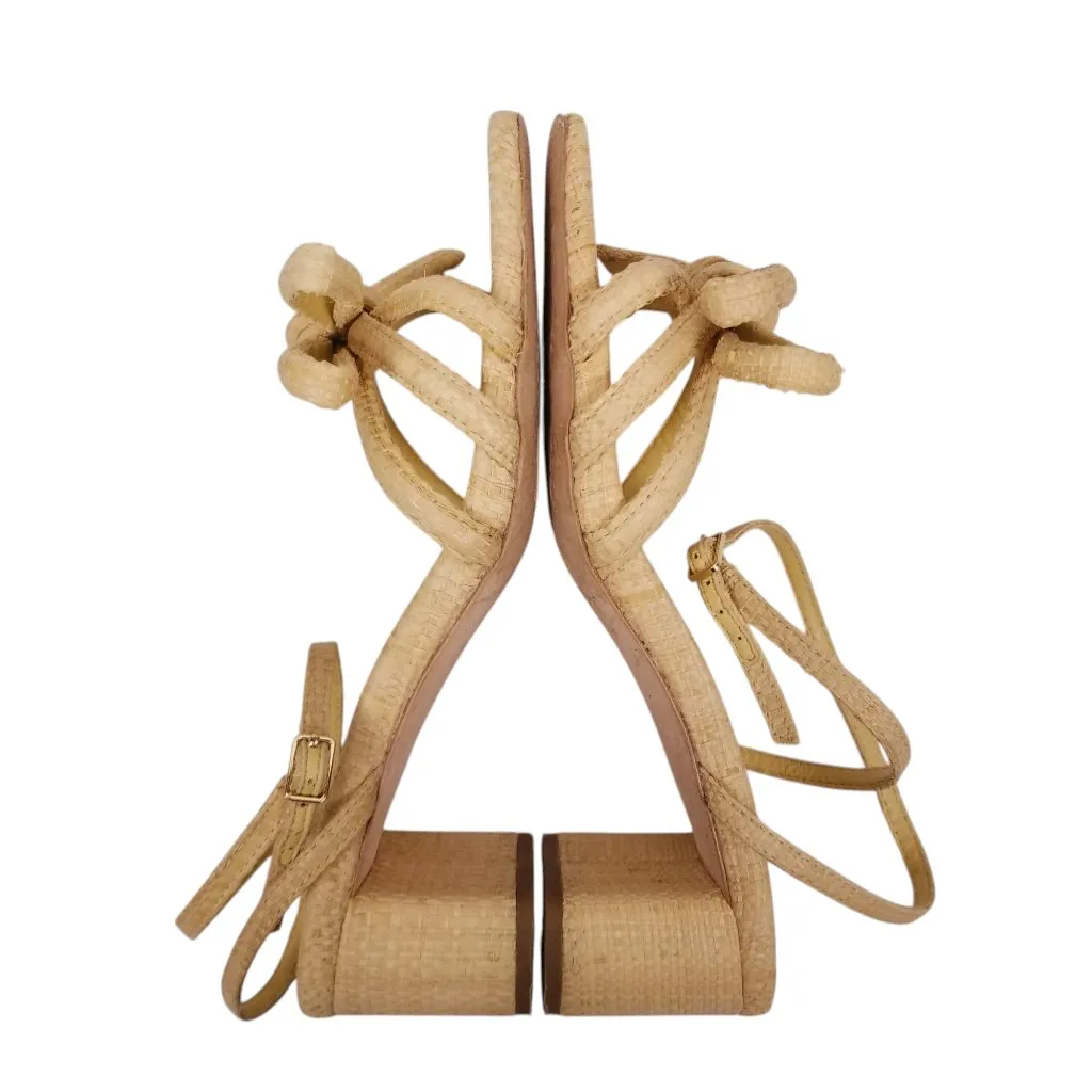 Loeffler Randall Mikel Natural Bow Mid−Heel Sandal Sz 8 - Image 4