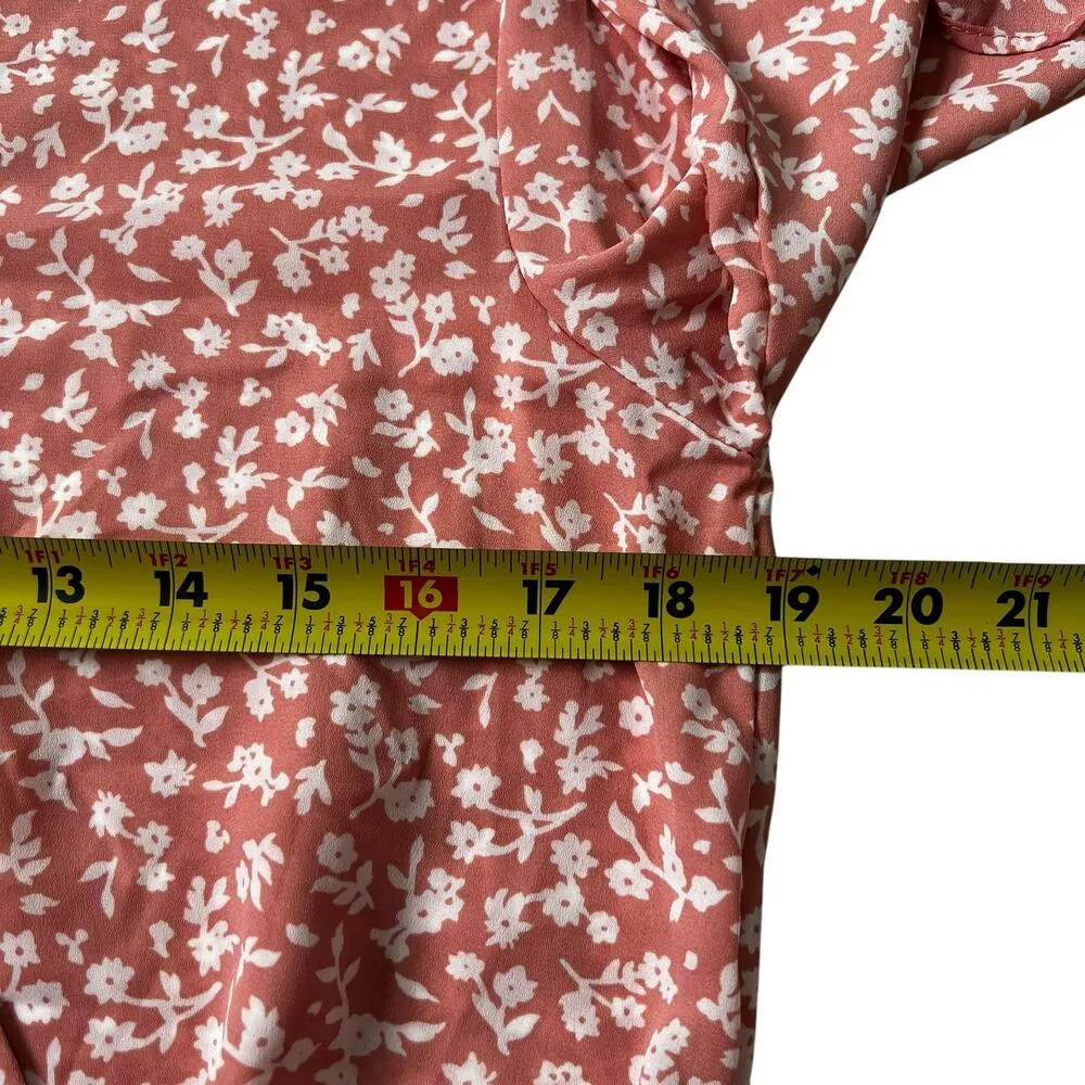 Sienna Sky Peach Floral Ruffle Trim Blouse Women Size Large | 56-17 - Image 6