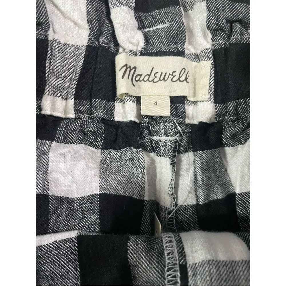 Madewell Linen-Cotton Paperbag Shorts in Gingham Check NEW size 4 - Image 4