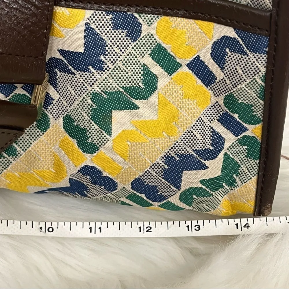 L.A.M.B Gwen Stephani Y2K Logo Spellout Bag Leather/Canvas Blue Yellow - Image 11