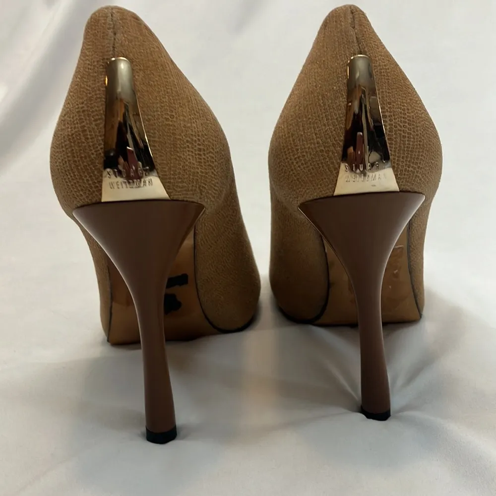Stuart Weitzman Carmel color peek toe pumps - Image 10