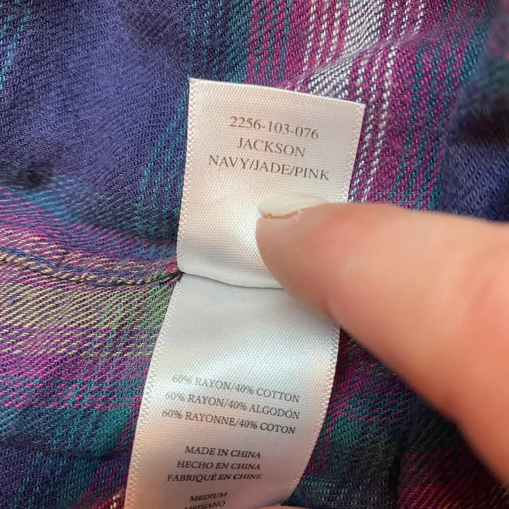 Rails Women's Plaid Rayon Jackson Button Up Shirt Size Medium - Image 8