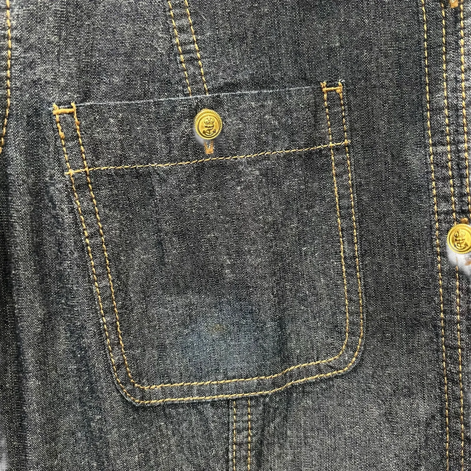 Ralph Lauren LRL Lauren Jeans Blue Denim Dress Military Size 8 Midi Short Sleeve - Image 12