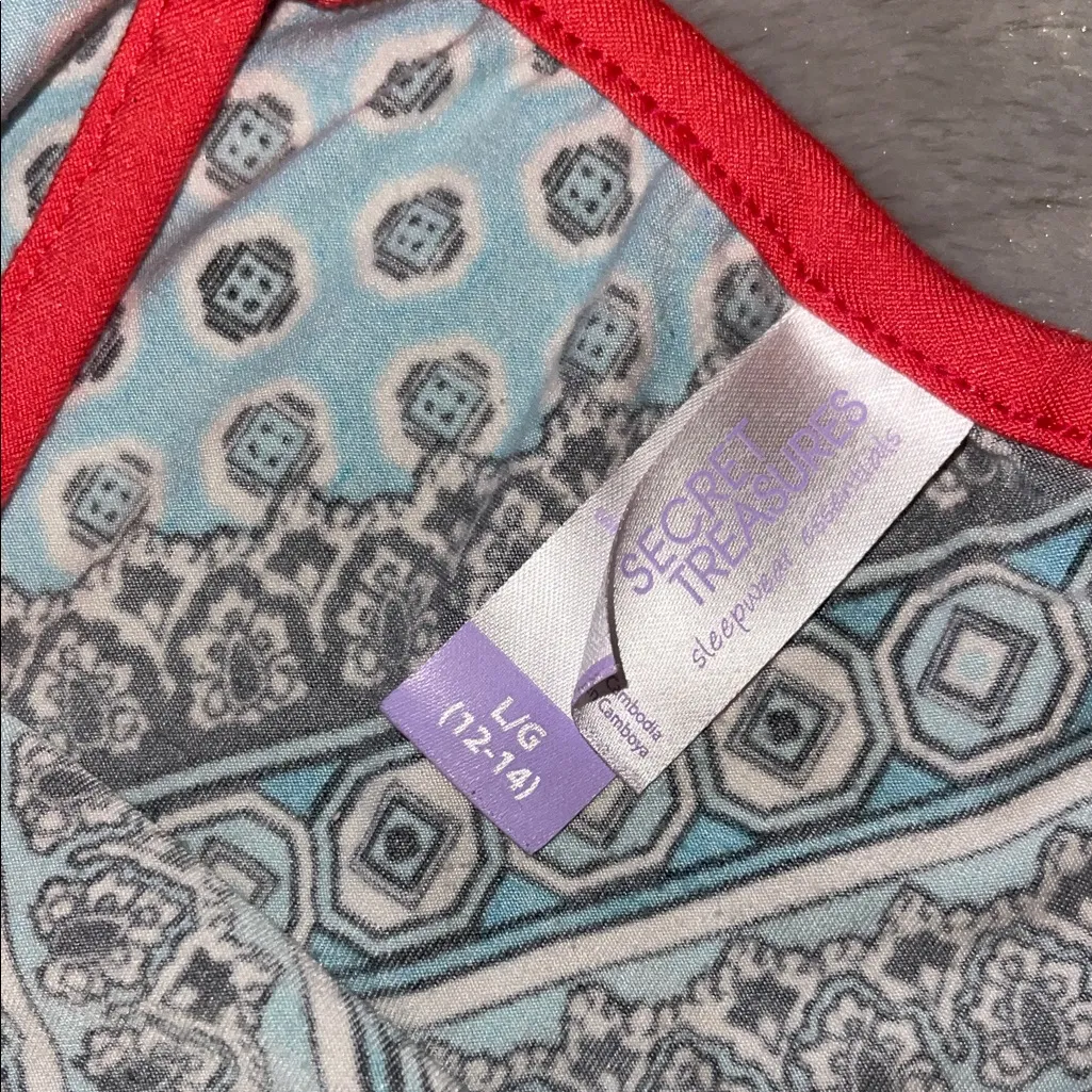 Secret Treasures Blue Geometric Tile Nightgown L 12-14 - Image 2