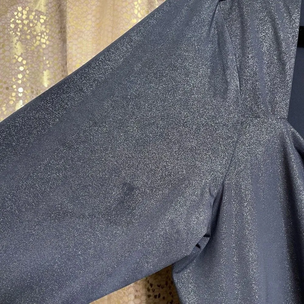 Express Gray Silver Body Contour Metallic Twist Front Long Sleeve Bodysuit, XL - Image 3