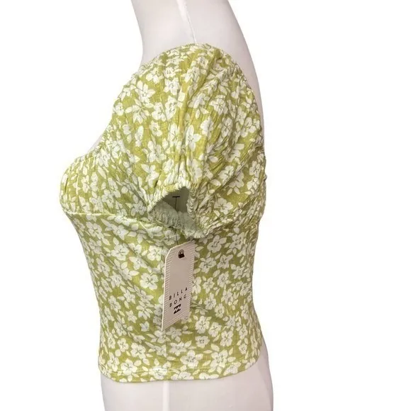 Billabong Flirt On Puff Sleeve Ditsy Floral Print Square Neck‎ Crop Top Sz S NWT - Image 4