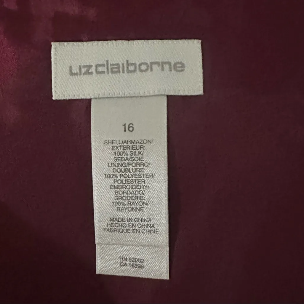 Liz Claiborne Fuchsia Silk Beaded Embroidered A Line Knee Length Skirt Sz 16 - Image 3