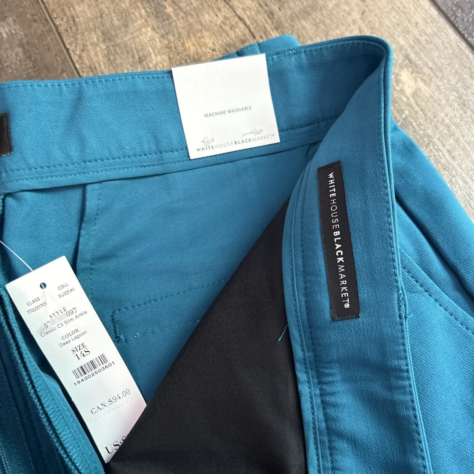 NWT White House‎ Black Market Pants Size 14S The Slim Ankle Classic Stretch Teal - Image 6