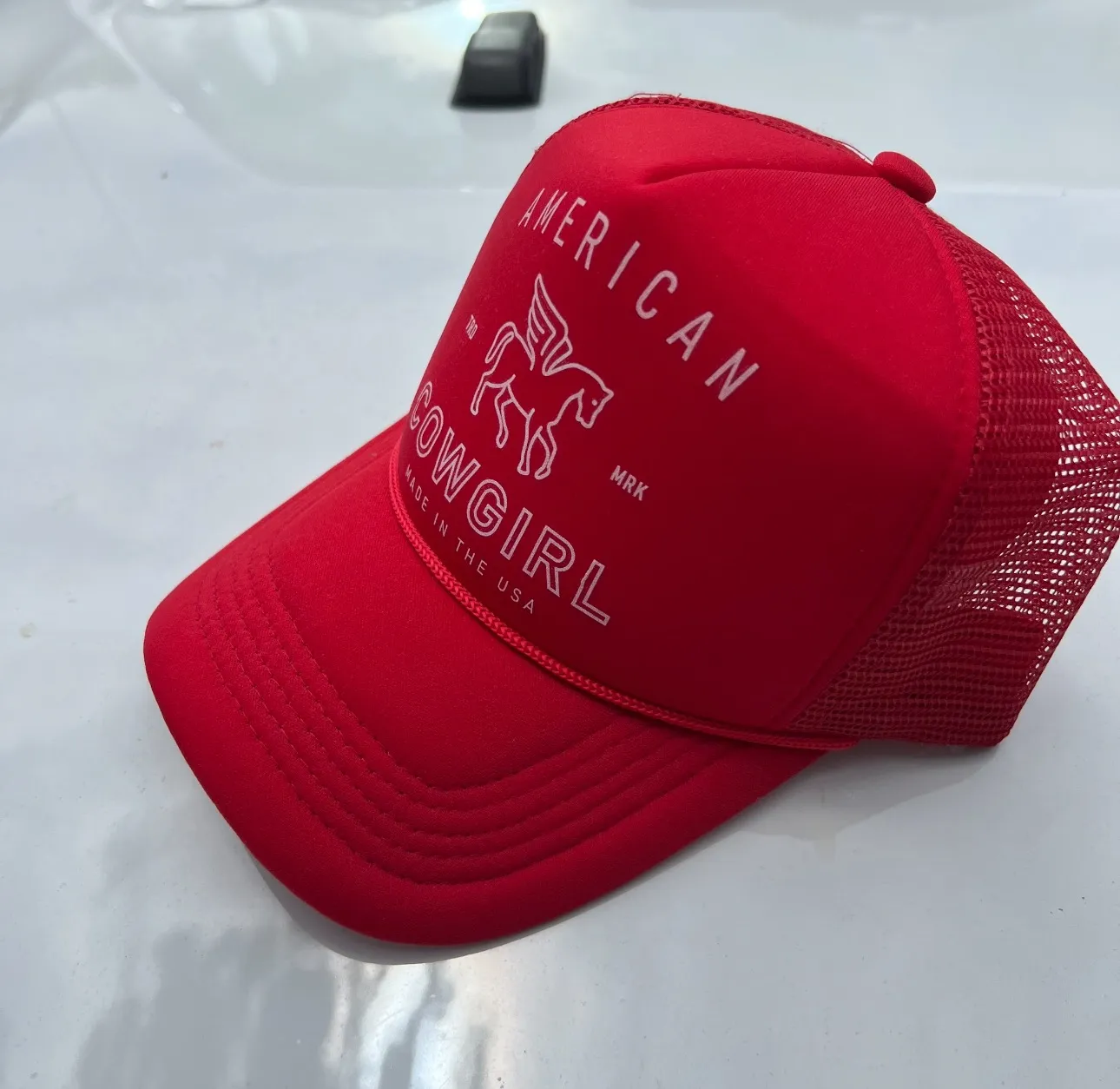 American Cowgirl Trucker Hat Red - Image 3