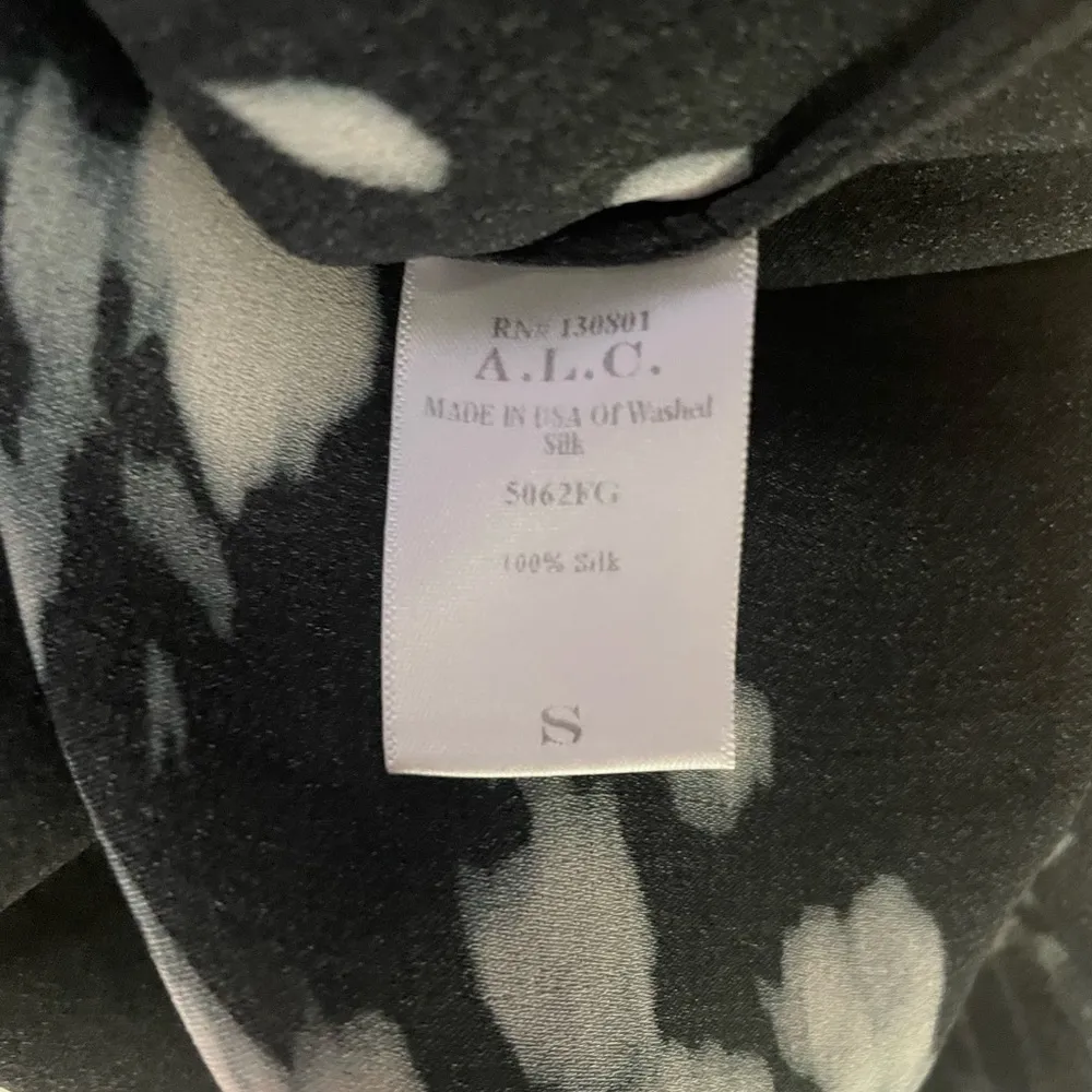 A.L.C. Silk Floral‎ Print Sleeveless Midi Dress in Black Size Small - Image 4