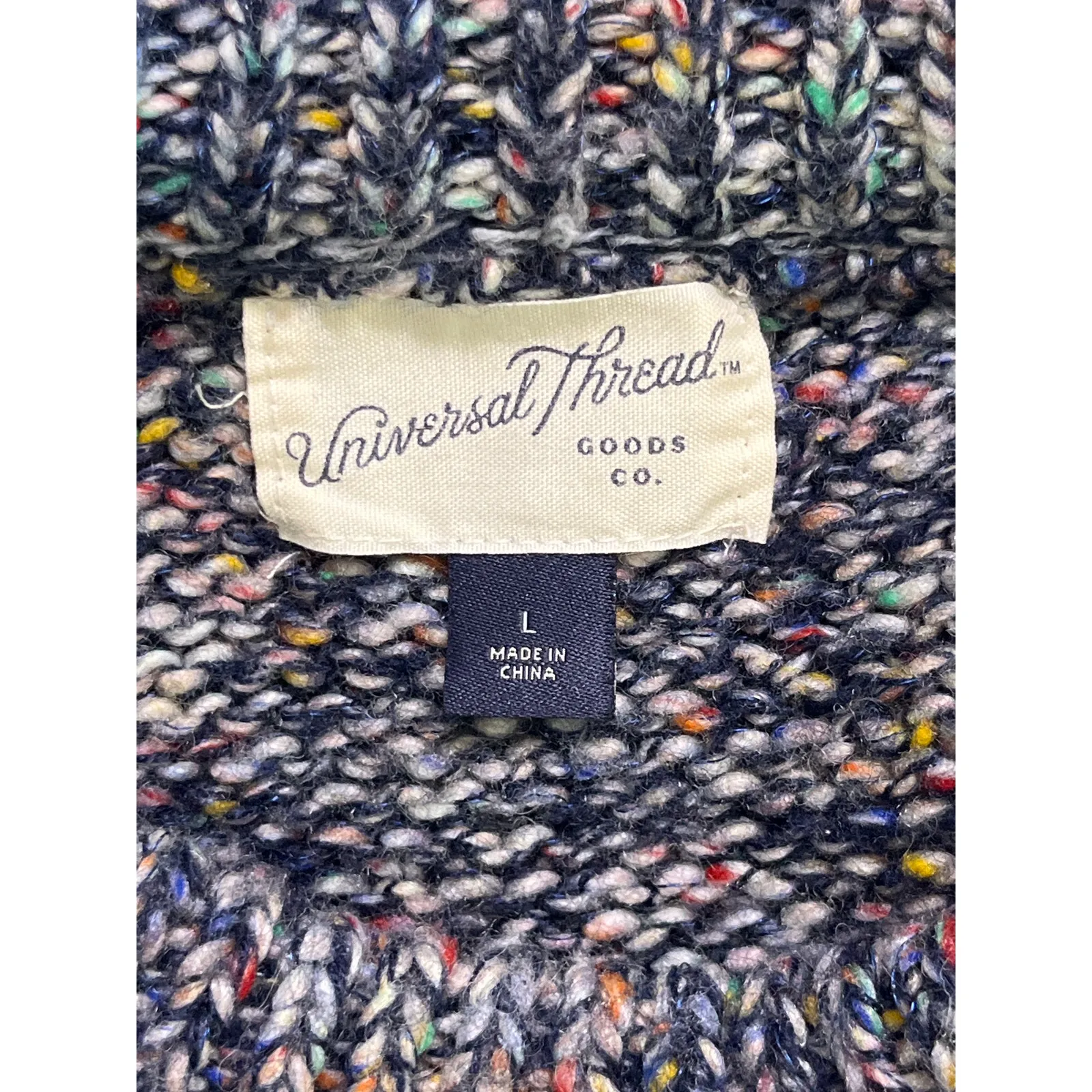 Universal Threads Universal Thread Speckled Knit Sweater Navy Multicolor Crewneck Pullover Size L - Image 3