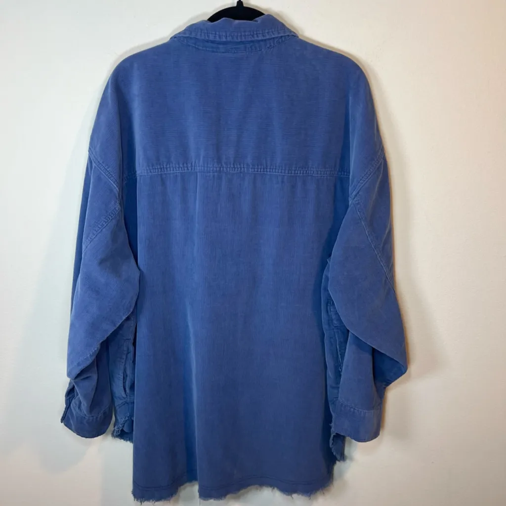 Offline By Aerie Corduroy Half Zip Shacket Shirt Sapphire Blue Pockets Womens XL - Image 12