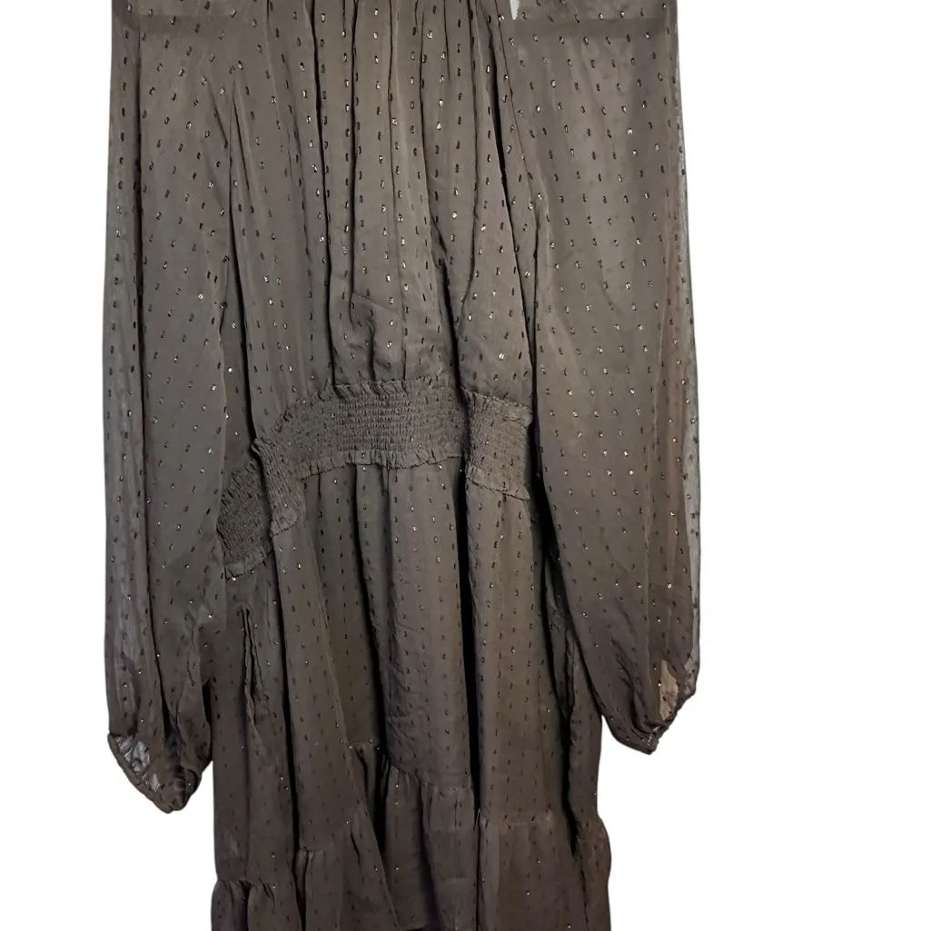 Old Navy Brown Baby Doll Knee Length Dress Size 3XL Sparkle Holiday Flowy Preppy - Image 2