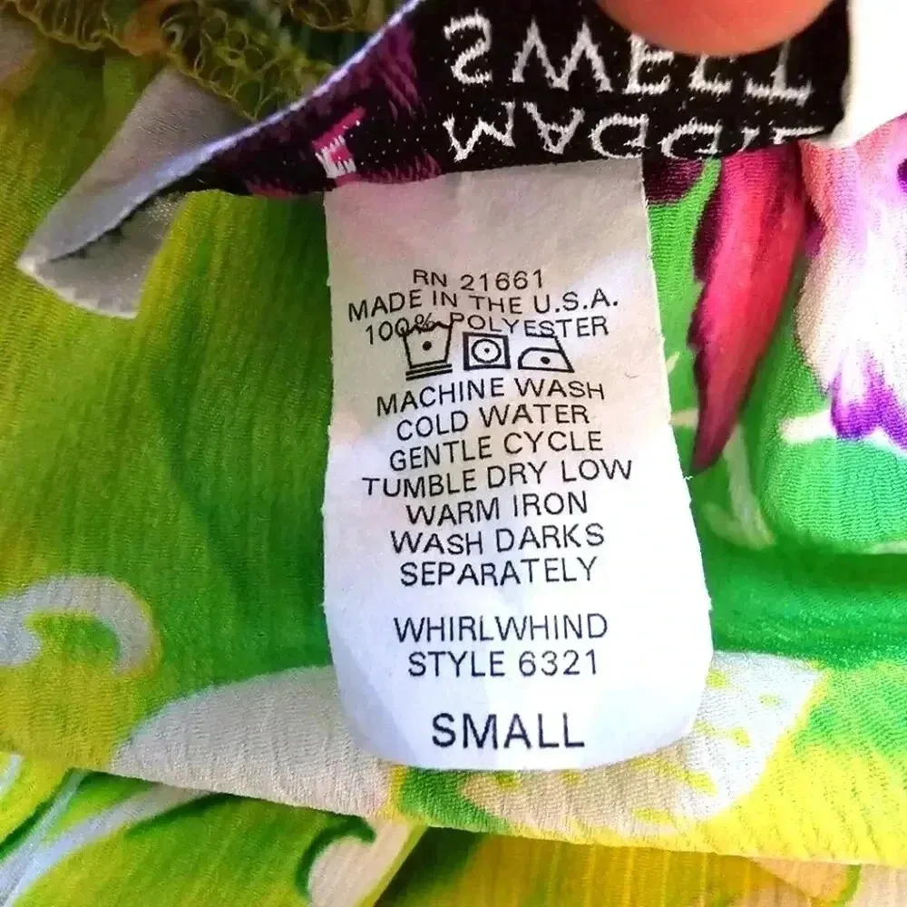 Maggie Sweet Yellow Green‎ Floral Flare Flirty Pull On Vintage Skirt S Small - Image 7