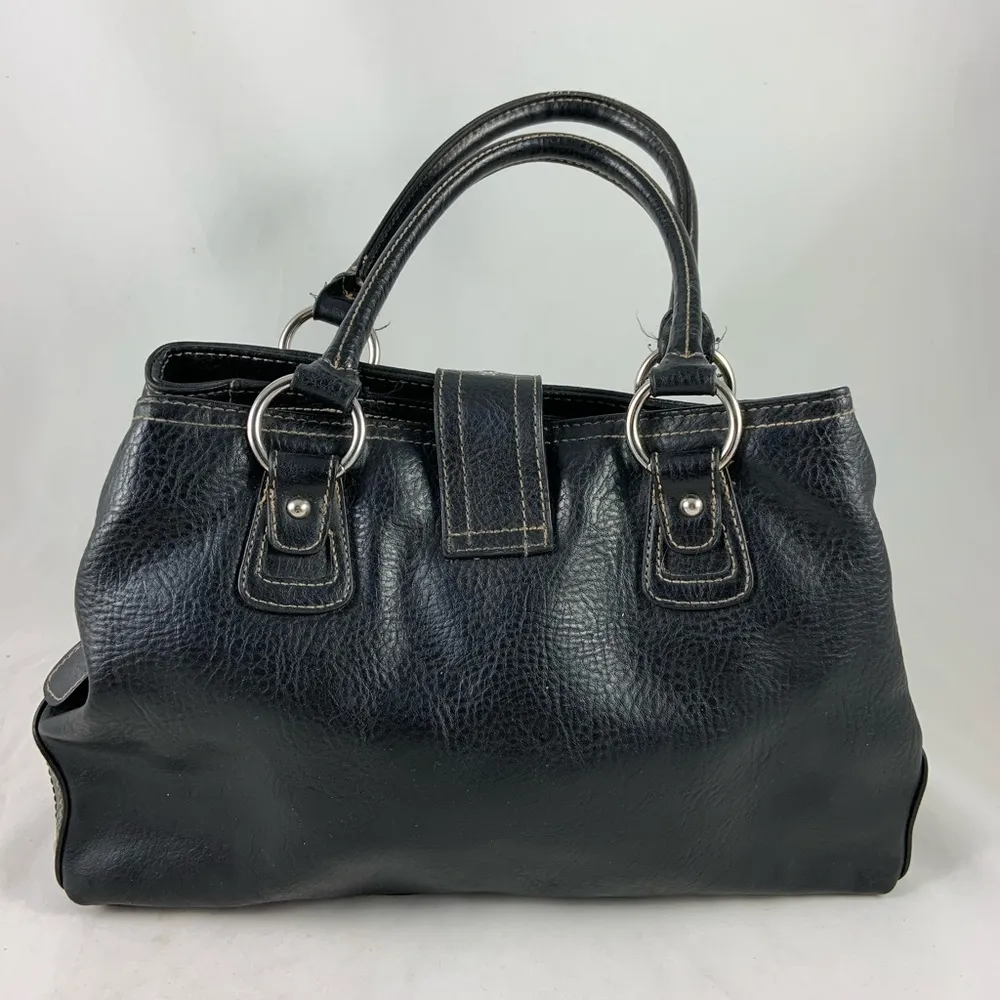 Medium Black Leather 2 section Hand bag Purse - Image 3