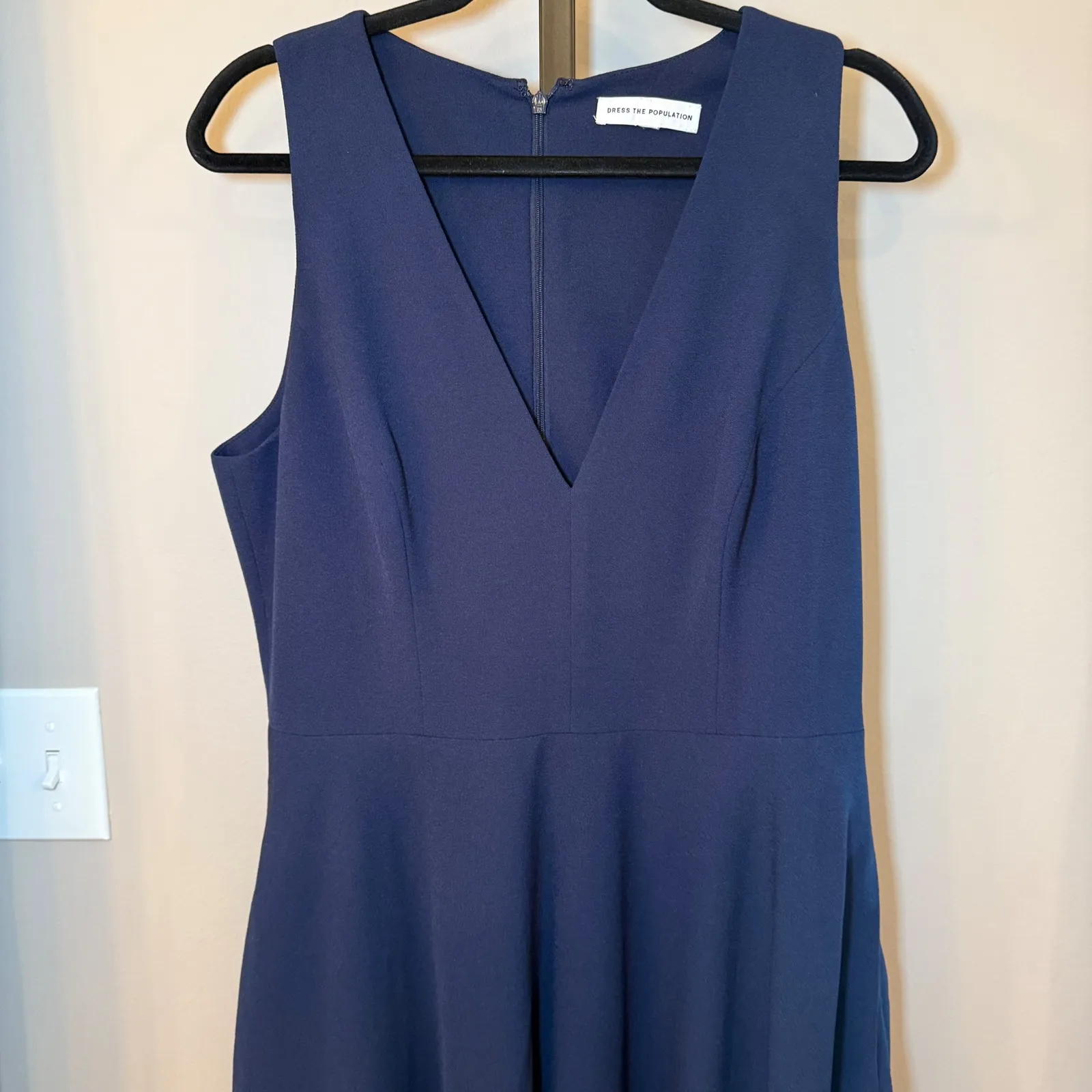 Dress the Population Catalina Sleeveless Fit & Flare Dress Midnight Blue Size XL - Image 4