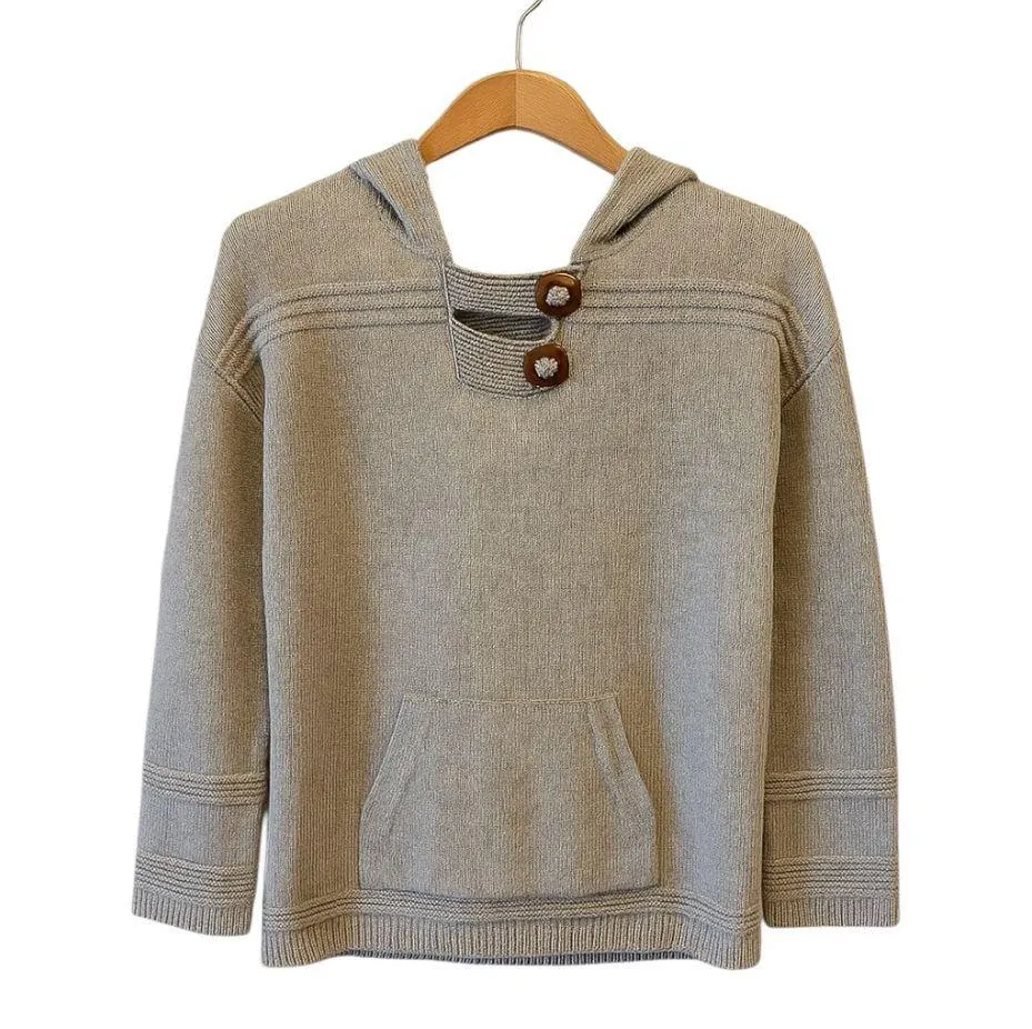 Soft Surroundings Button Neck Hooded Sweater Heather Grey Size M EUC - Image 1