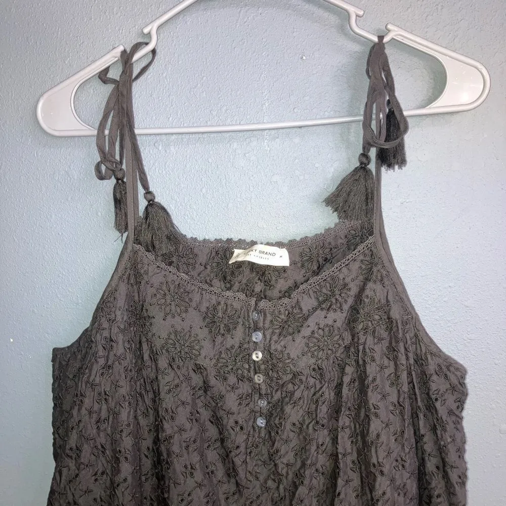 Lucky Brand Women's Tie Sleeve Tiered Eyelet Coastal cowgirl Dress - Size Medium - Image 5