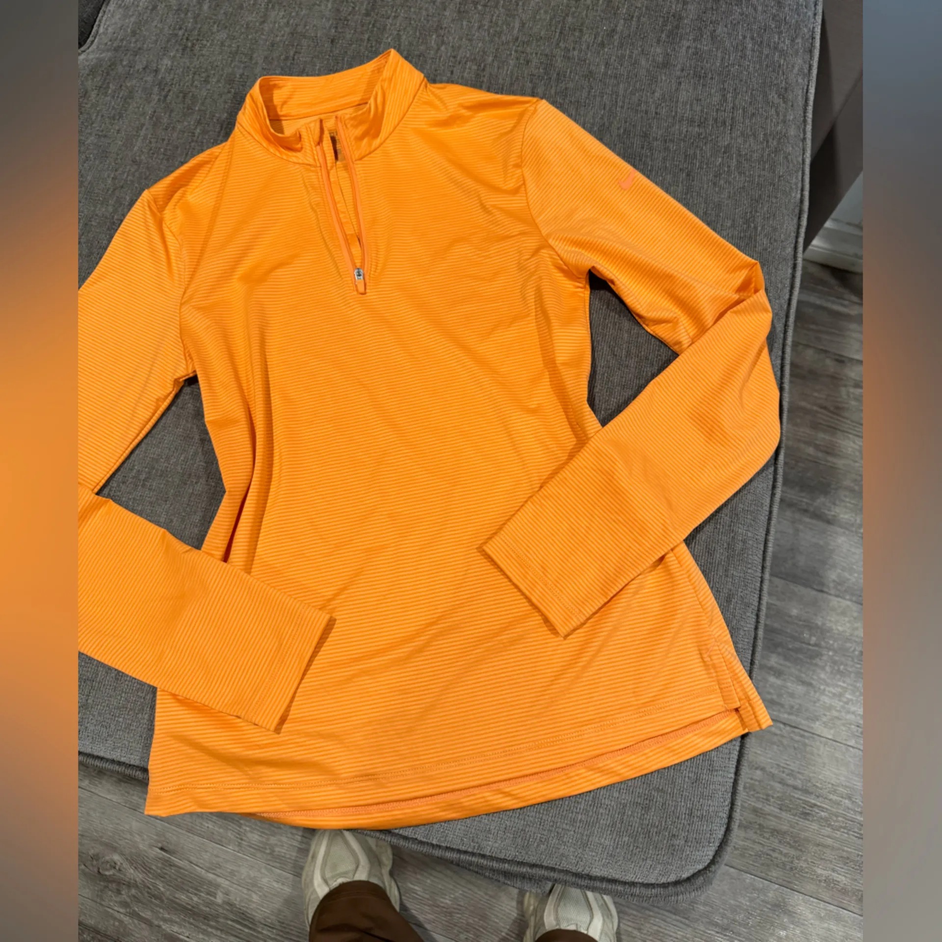 Nike Women's Orange Long Sleeve Quarter-Zip Top - Image 4