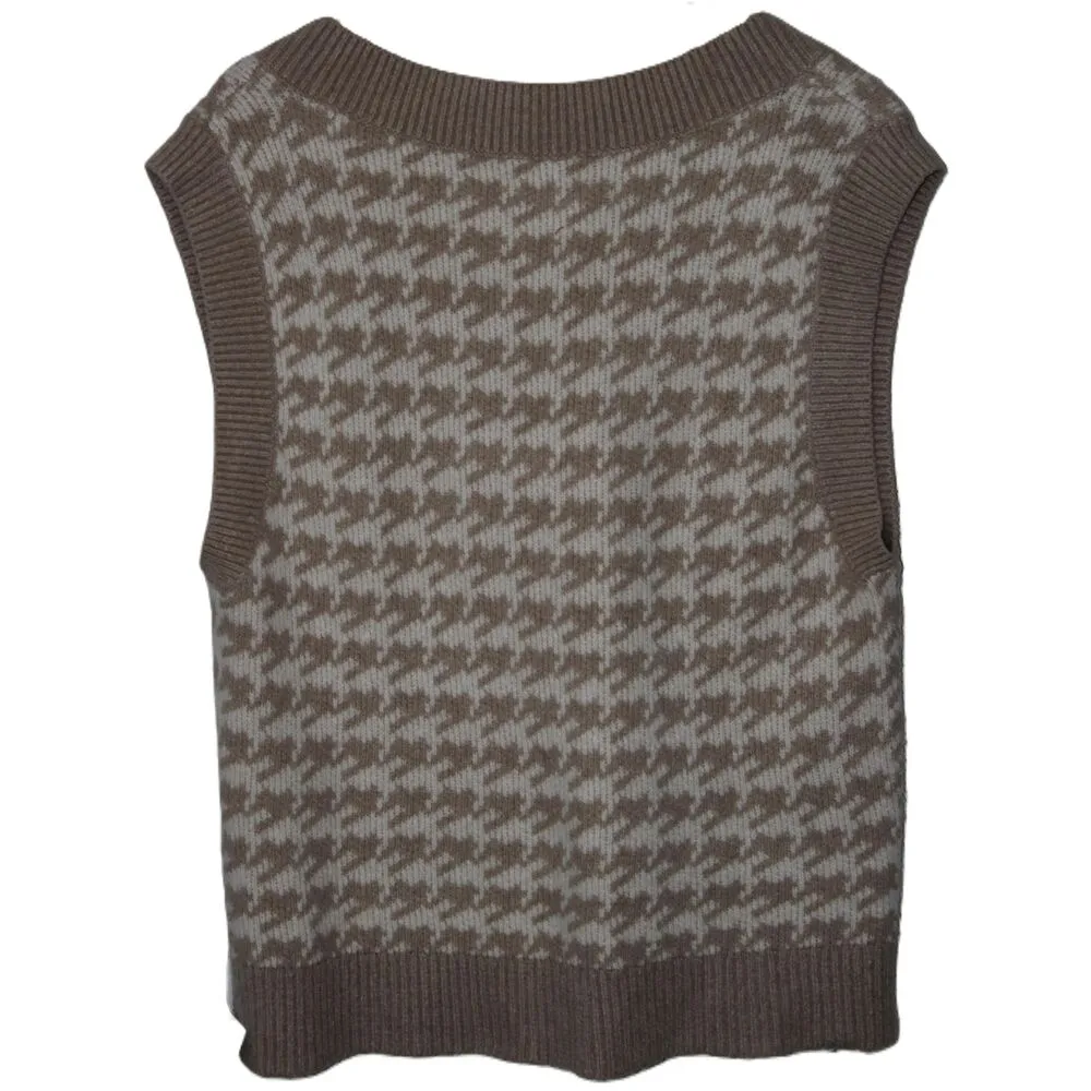 Abercrombie & Fitch Beige White Knit Sleeveless V-Neck Sweater Vest Size Large L - Image 2