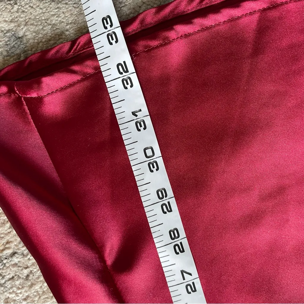 Ruby Red Satin Slip Midi Skirt Medium - Image 5