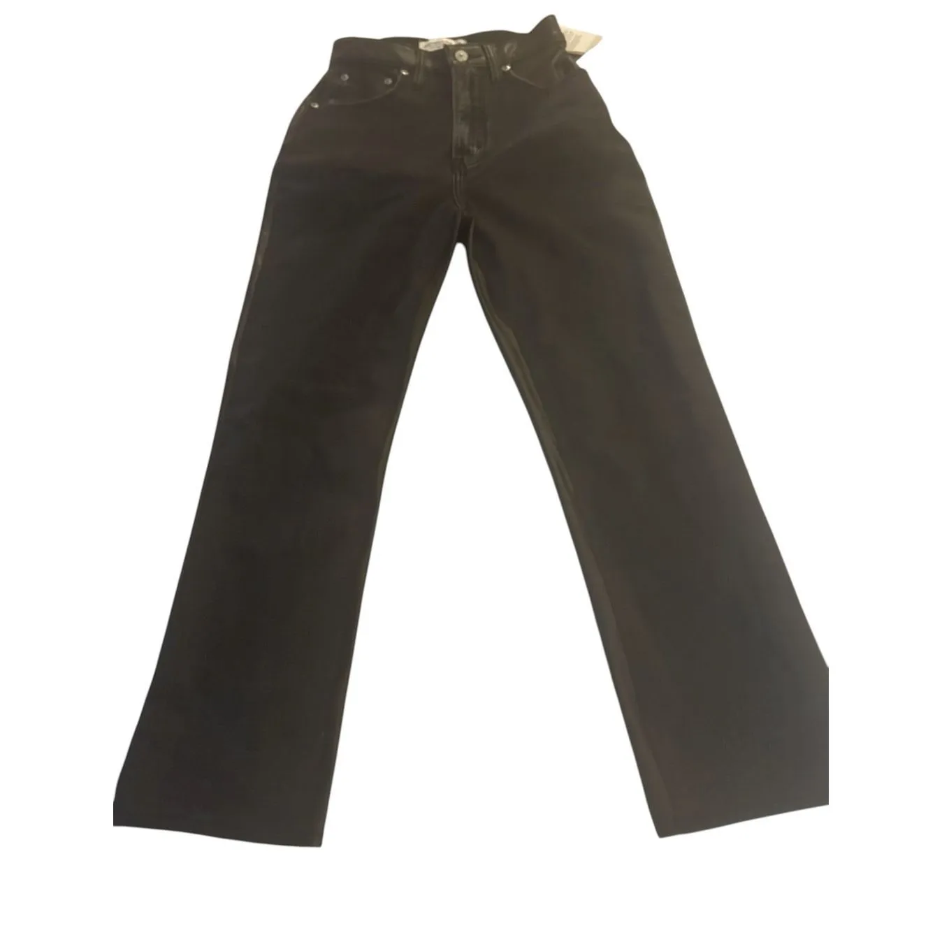 NWT Abercrombie &Fitch Mix Fabric The Ankle Straight Ultra High Rise Faux /Denim - Image 8