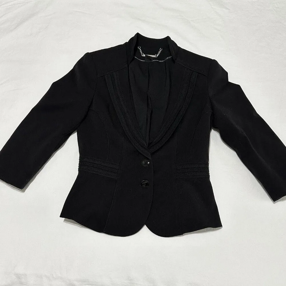 Women’s White House Black Market Accented Black Blazer Jacket Sz 0 - Image 3