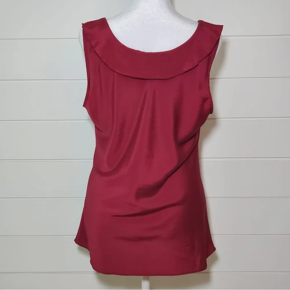 Banana Republic Women's Burnt Orange Collared Front Tie Sleeveless Blouse SizePL - Image 2