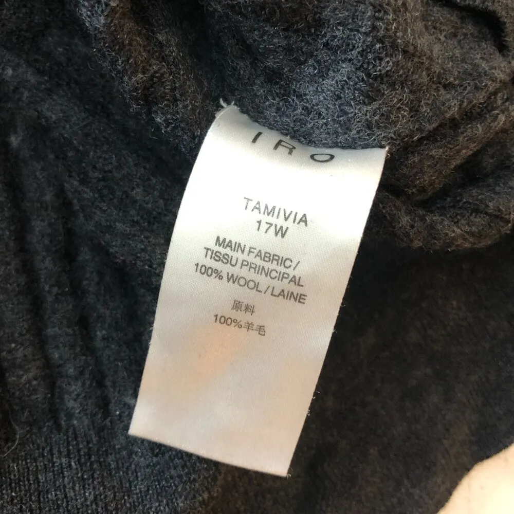 IRO Womens Cropped Sweater Ribbed Crew Neck Wool Gray S - Image 4