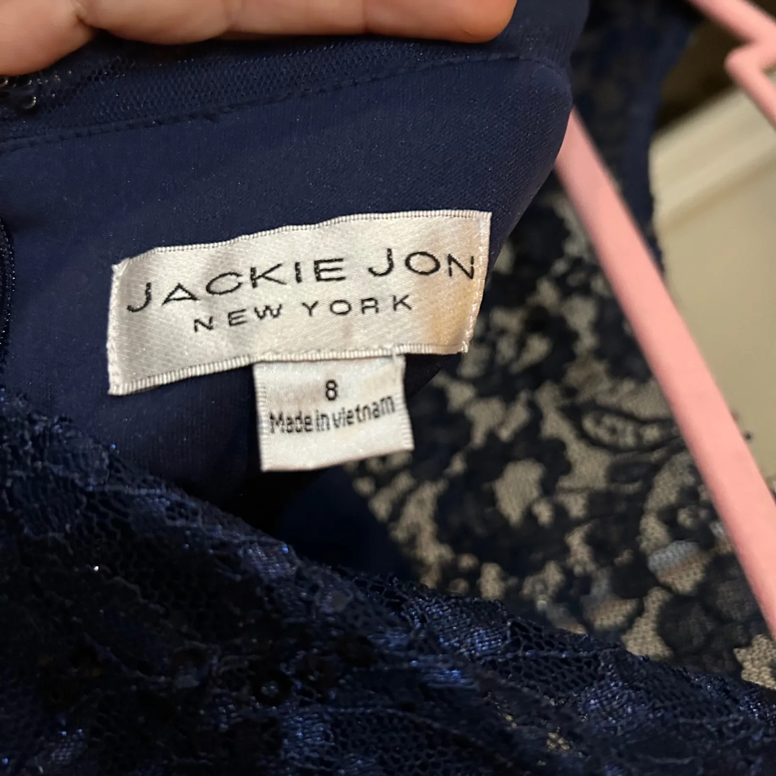 Lace Dress Sequin Detail Cocktail‎ Party Evening Special Occasion Blue Size 8 - Image 6