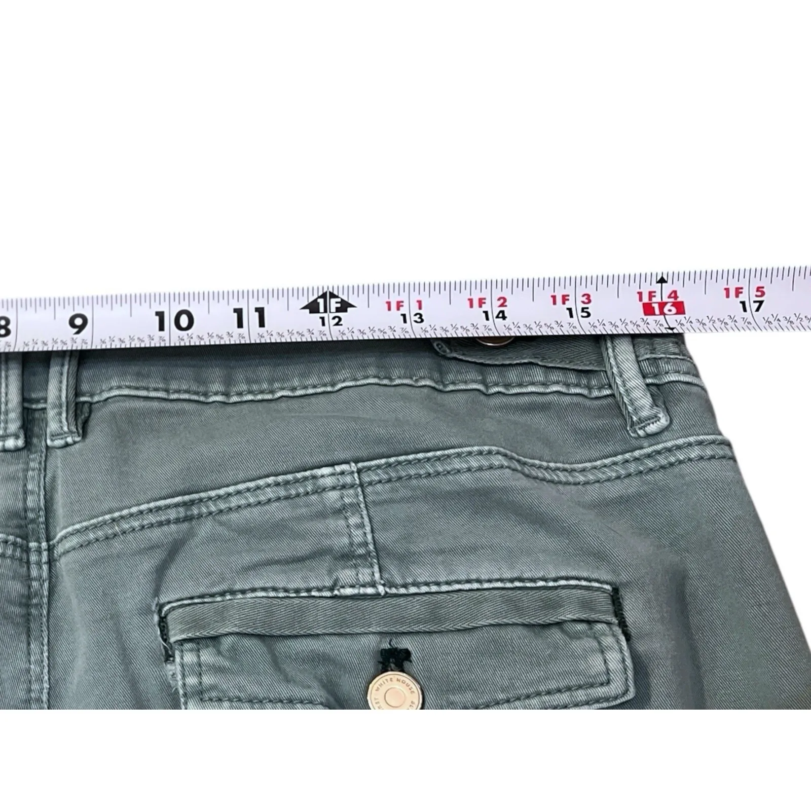 White House Black Market Cropped Ankle Olive Green Jean Size 10 Utility Gorpcore - Image 7