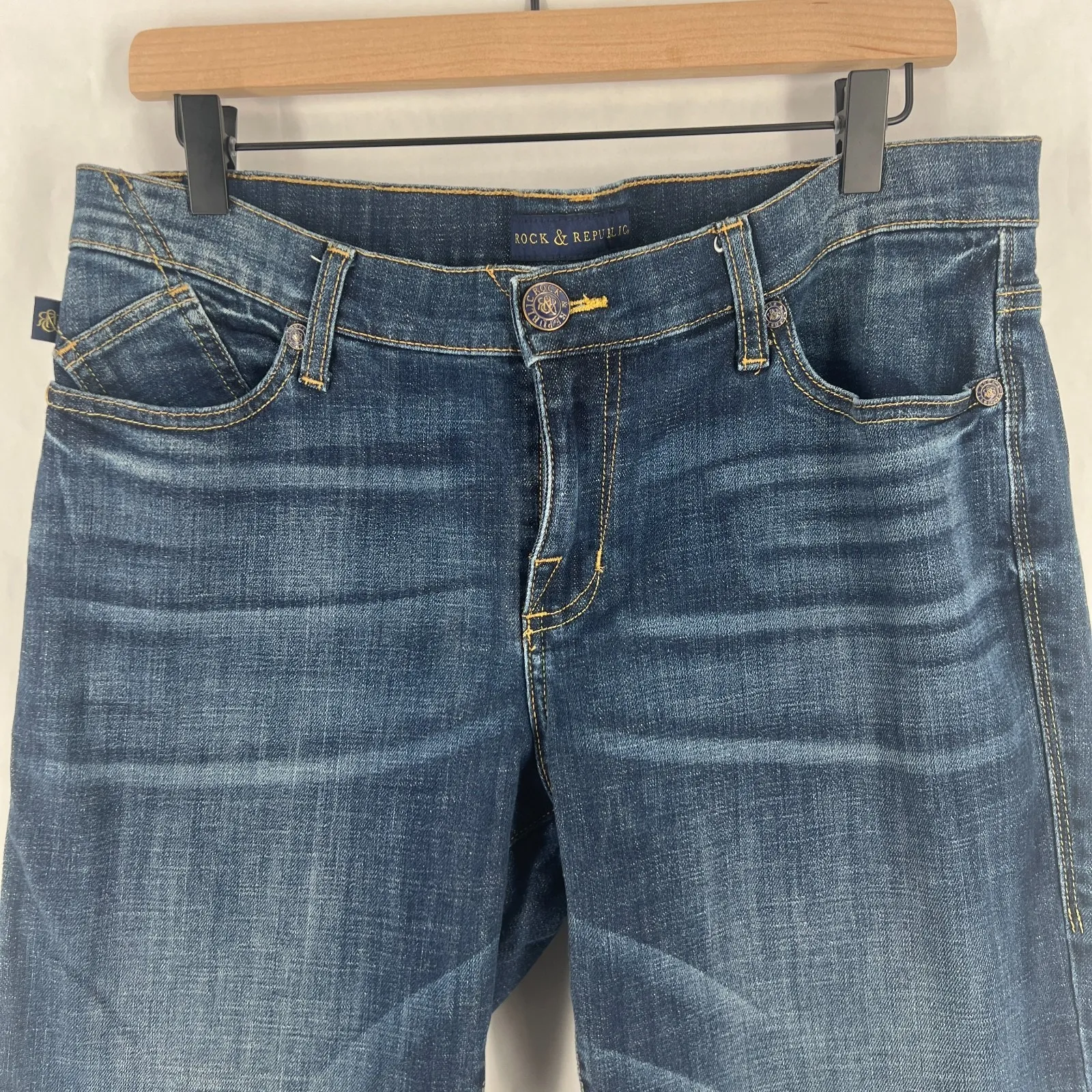 Rock & Republic Kasandra Jeans Womens 14 Blue Denim Cotton Bootcut Leg Mid Rise - Image 2