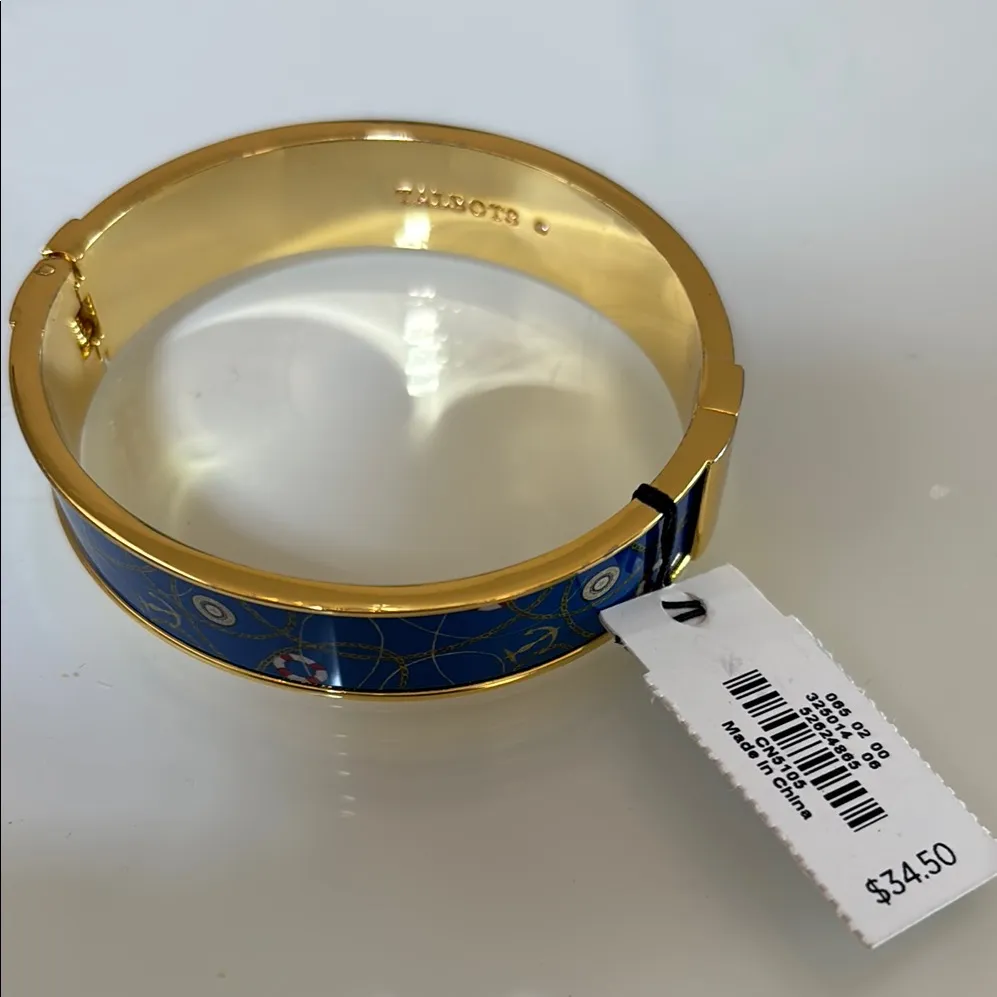 💯NWT Talbots nautical Gold and Blue Enamel bangle. Great 🎁🎁🎁 - Image 3