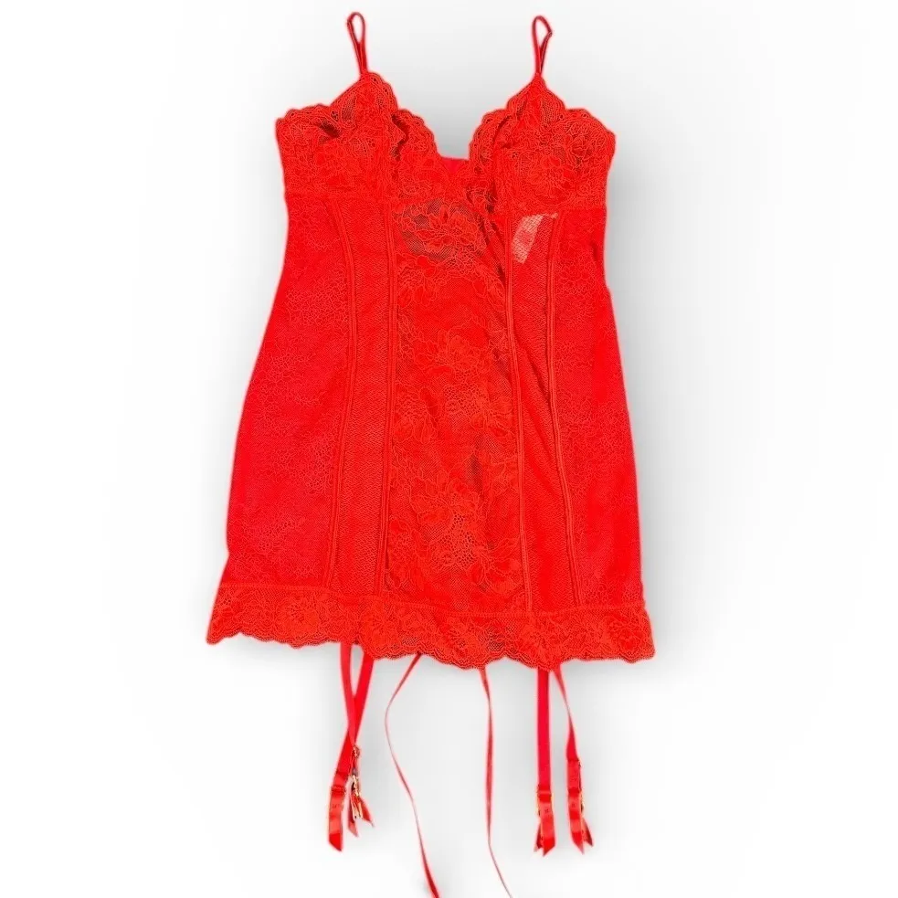 Victoria's Secret Red Lace Corset Garter Straps Lingerie M coquettecore - Image 2