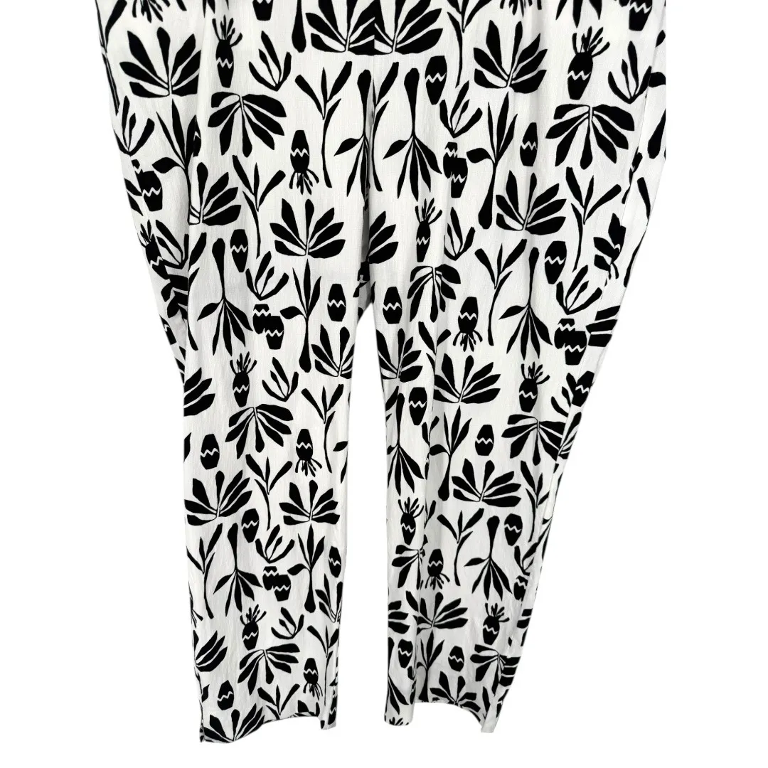 Chicos Womens Brigitte Artisan‎ Botanical Floral Ankle Pants Black White Size 18 - Image 10