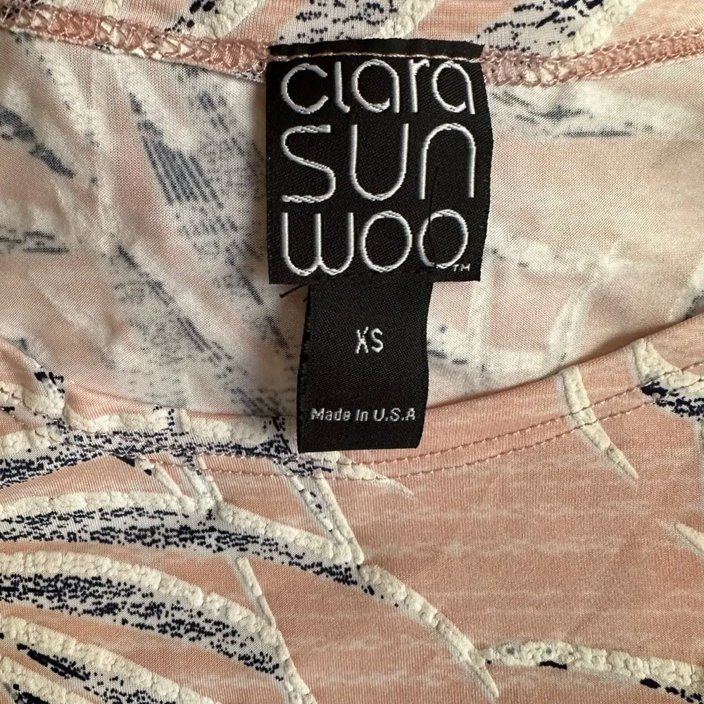 Clara Sun Woo Stretchy Top Asymmetrical Blush Pink Tropical Resortwear Vacation Size XS - Image 6