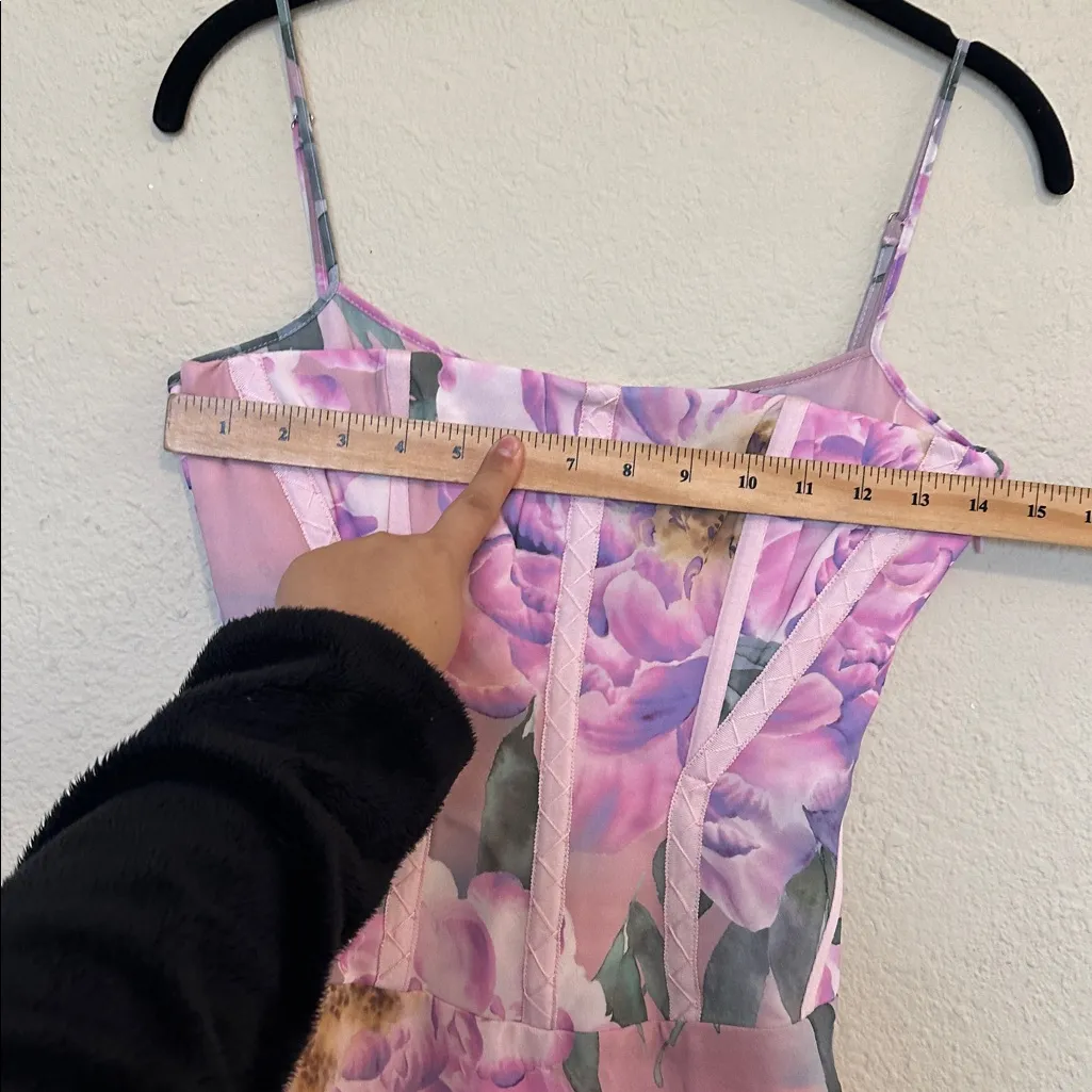 House of CB Antonia Pink Floral Corset Maxi Dress NWOT size XS Tall - Image 13