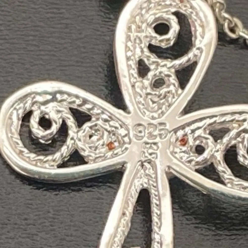 Sterling Silver 925 Signed Green Opal Cross Pendant 18” Necklace 3g. - Image 15