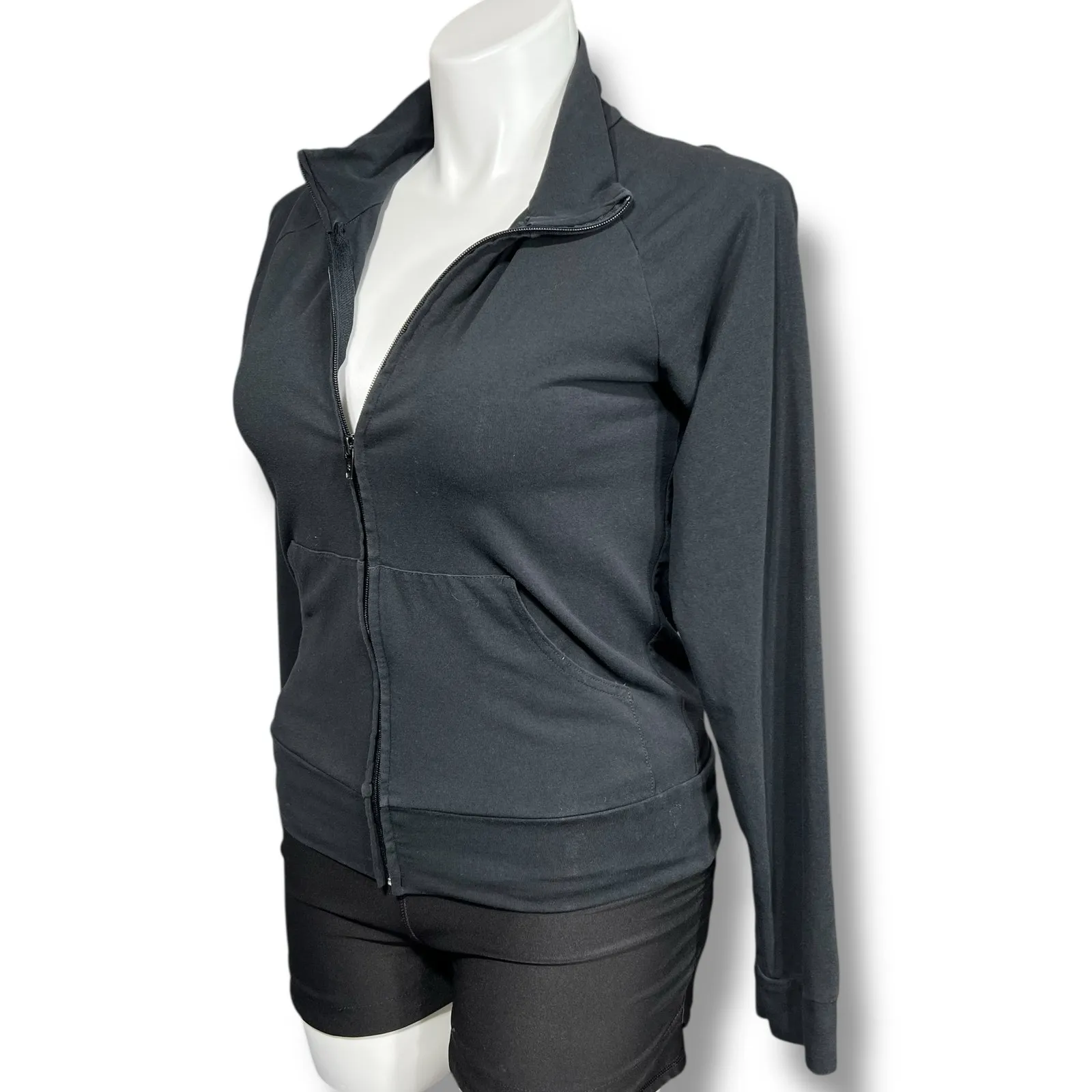 bella Womens Shirt Jacket Full Zip Lightweight High Collar Long Sleeve Black Lar Size L - Image 6