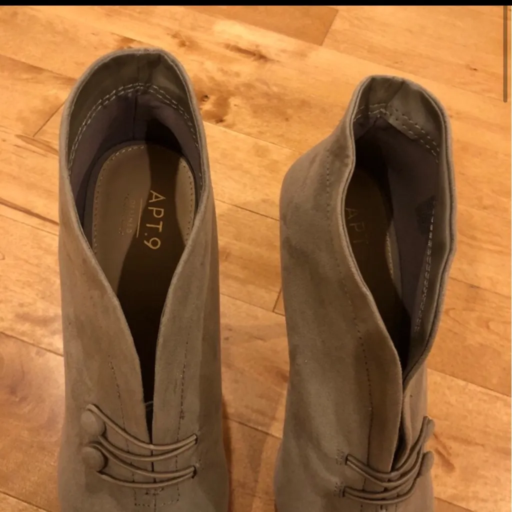 Apt. 9 Taupe Suede Ankle Booties | High Heel Pumps | Size 9 - Image 3