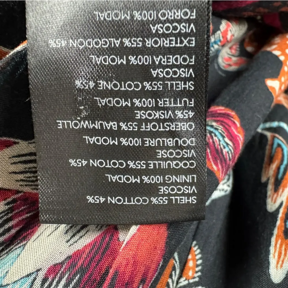 Anthropologie V-Neck Plunge Tunic Mini Dress Black Motif Jungle‎ Size XS - Image 7