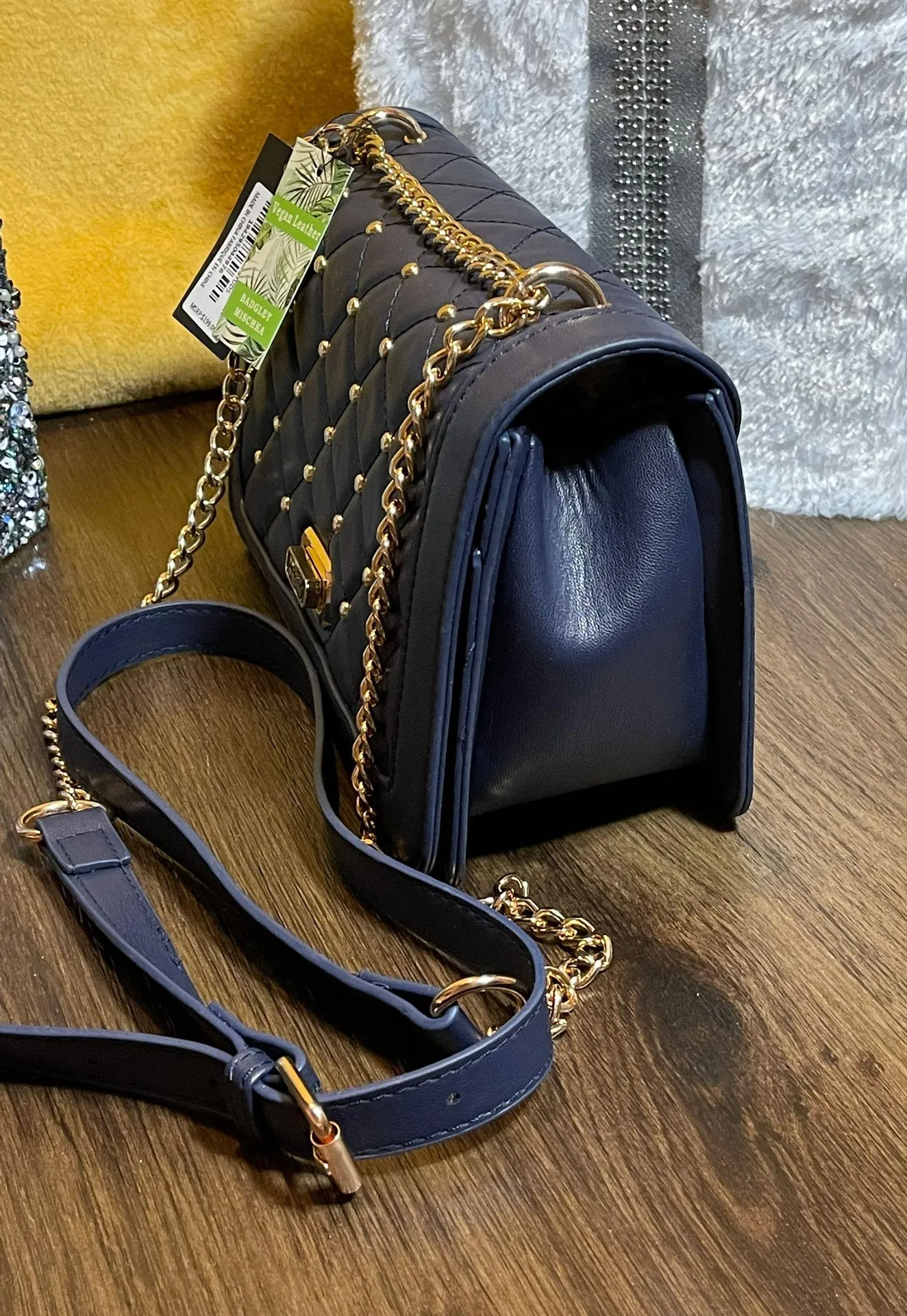 blue crossbody with square studs handbag - Image 4